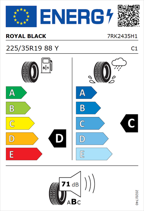 Tyre Label for Royal Black Explorer II 225/35R19 88Y